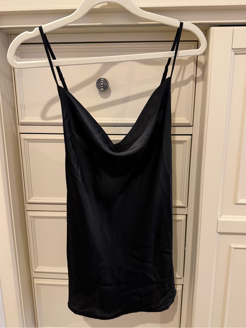 Black Satin Cowl Neck Top